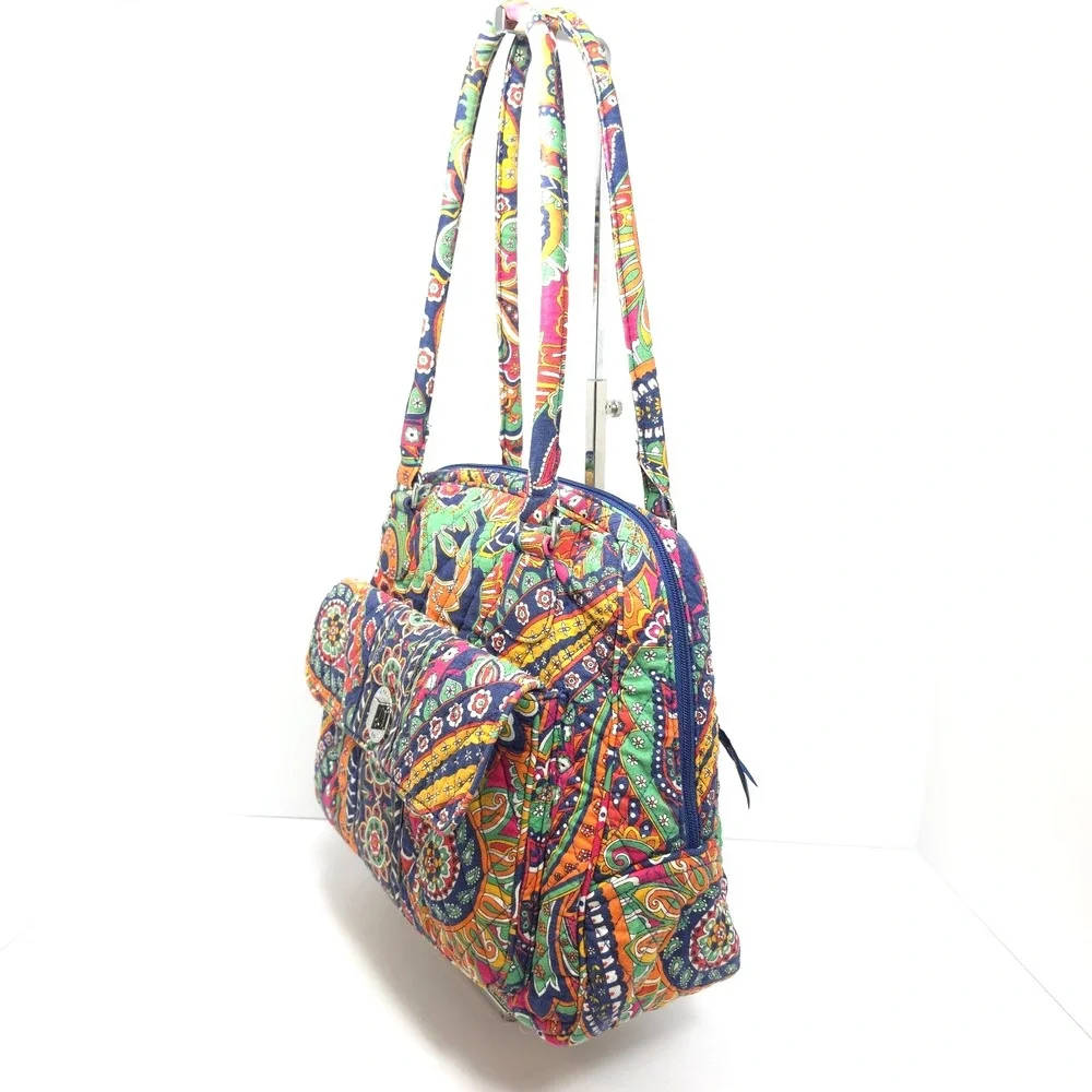 Vera Bradley Turnlock Satchel Bag Venetian Paisley Multicolor Quilted Handbag